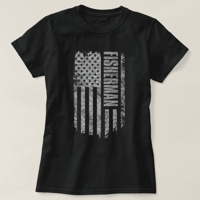 Fisherman USA Flag Distressed design T Shirt (Design framsida)