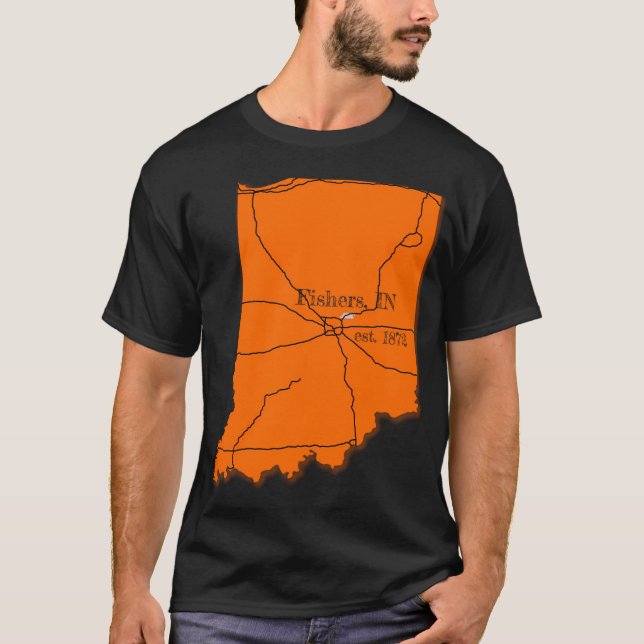 Fishers, IN [Orange] T Shirt (Framsida)