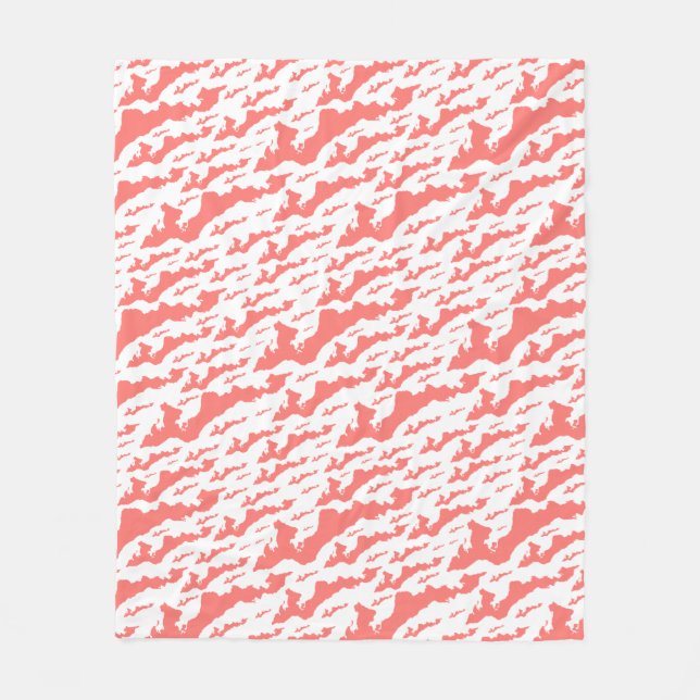 Fishers Island Fleecefilt – Rosa/Vit (Framsidan)