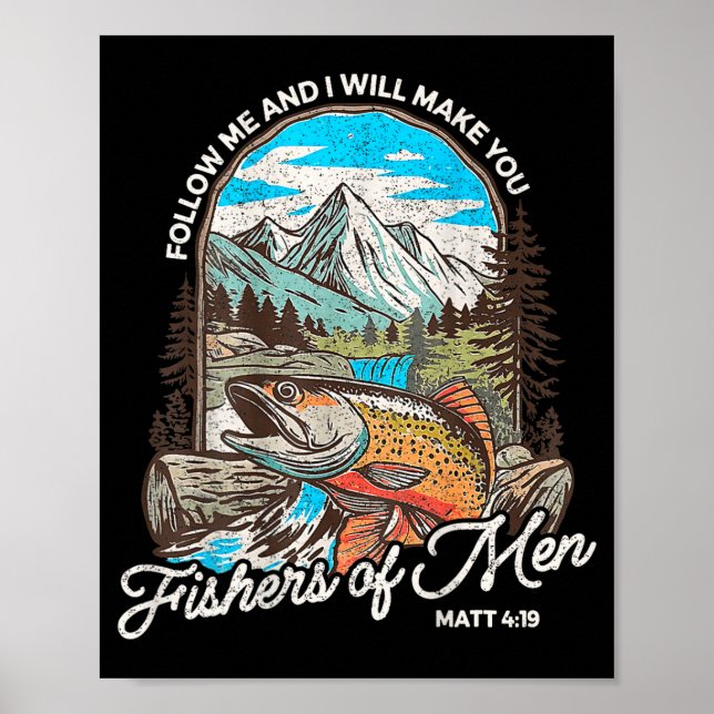 Fishers Of Men Matthew 4-19 Bible Christian Fishin Poster (Framsidan)