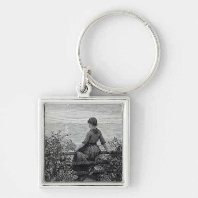 Fisher'sens jänta, från "fritidtimme", 1888 fyrkantig silverfärgad nyckelring (Framsidan)