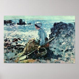 Fisherwoman från Granville av Grigorescu Nicolae Poster