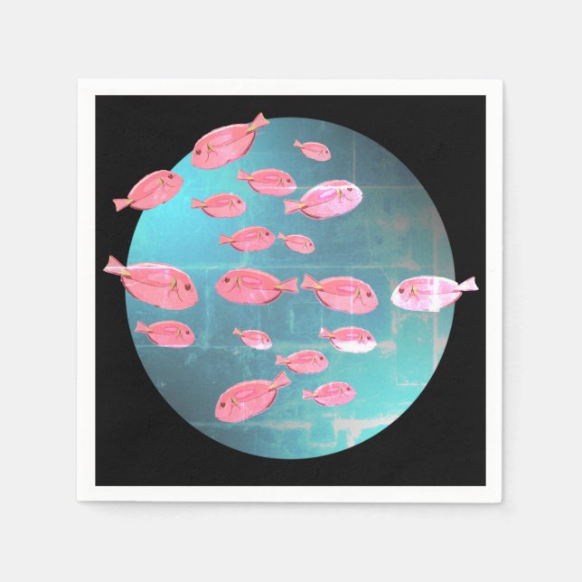Fishes Art Cocktail Napkin Pappersservett (Framsidan)