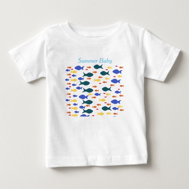 Fishes Baby Bra Jersey T-Shirt, White T Shirt (Framsida)