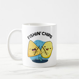 Fishin chip Funny Food Pun Kaffemugg
