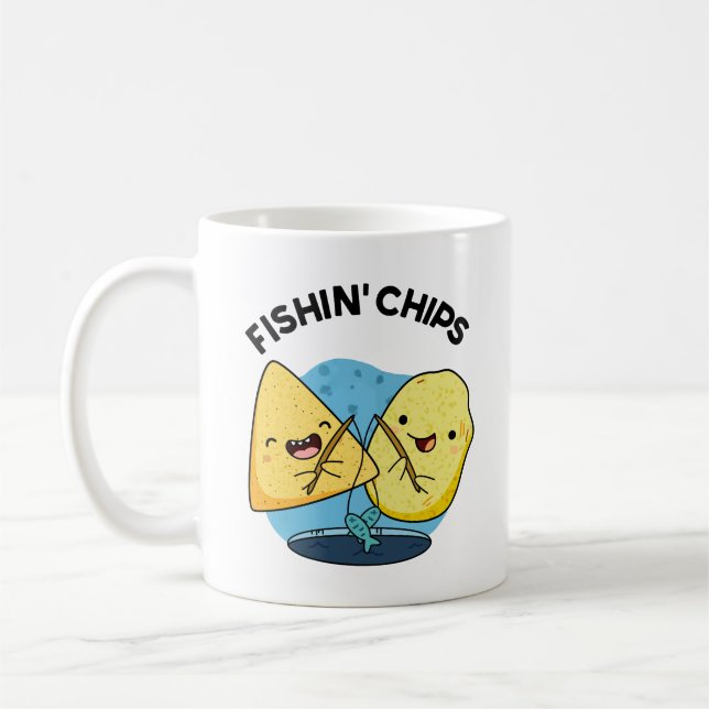 Fishin chip Funny Food Pun Kaffemugg (Vänster)