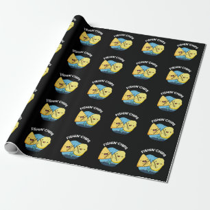Fishin chip Funny Food Pun Mörk BG Presentpapper