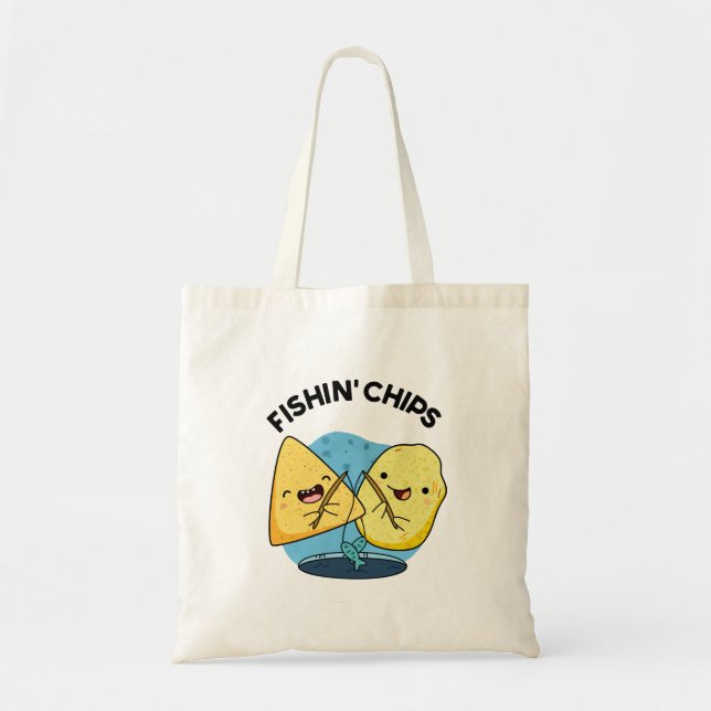 Fishin chip Funny Food Pun Tygkasse (Framsidan)