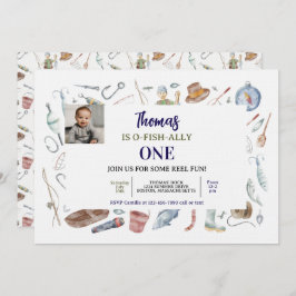 Fishing 1st Birthday Invitation | O-Fish-Ally One  Inbjudningar