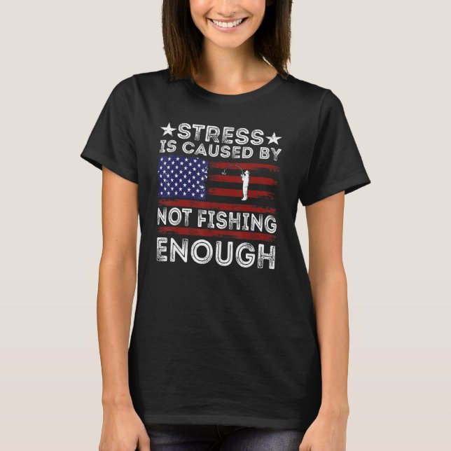 Fishing 4th Of July Usa Flag Bass Fly Fishing T Shirt (Framsida)