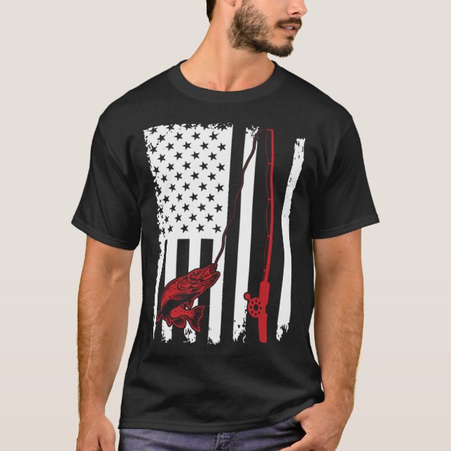 Fishing  American Flag Bass Fishing T Shirt (Framsida)