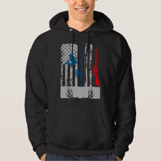 Fishing And Deer Hunting American Flag For Hunter  Hoodie