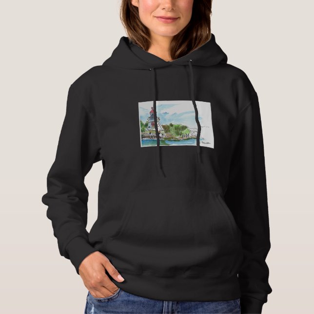 Fishing and Talking Around the Lighthouse Hand Dra T Shirt (Framsida)