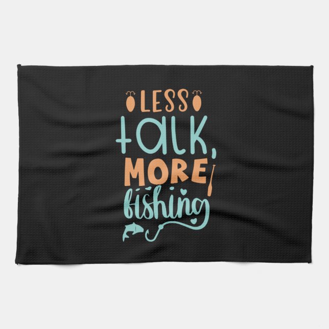 Fishing Art Less Talk More Fishing Kökshandduk (Horisontell)
