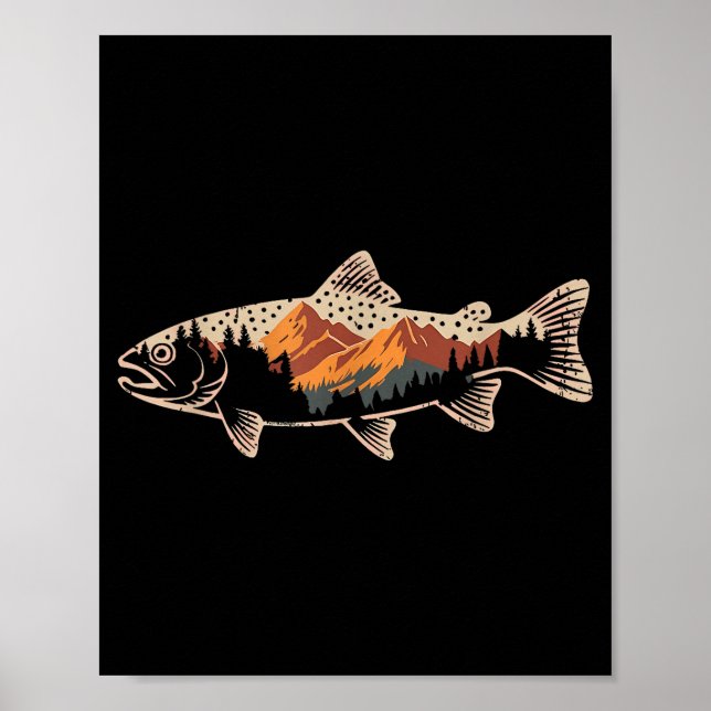 Fishing B Fish Mountain Star Fisherman Art Men Wom Poster (Framsidan)