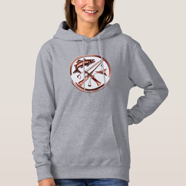 Fishing Badge Design – Women’s Hoodie T Shirt (Framsida)
