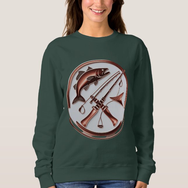 Fishing Badge Design – Women’s Sweatshirt T Shirt (Framsida)