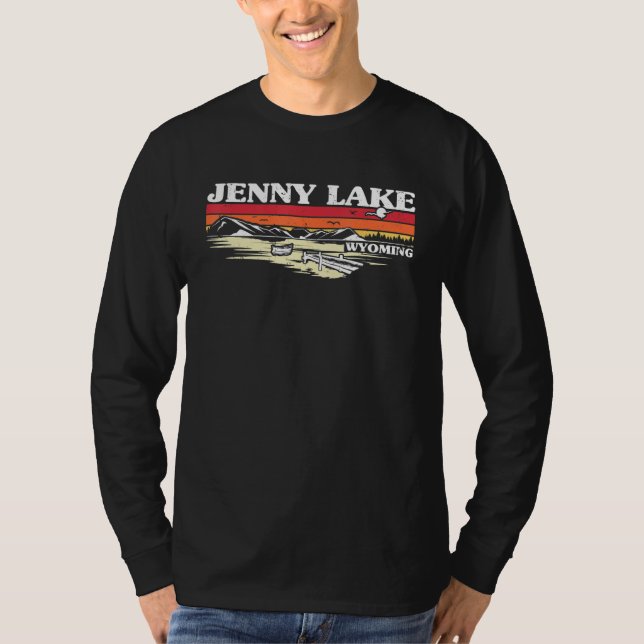 Fishing Boating Camping Lake Vacation Jenny Lake T Shirt (Framsida)