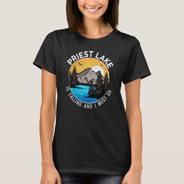 Fishing Boating Camping   Lakeview Priest Lake T Shirt (Framsida)