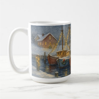 Fishing Boats in Harbor Christmas Kaffemugg