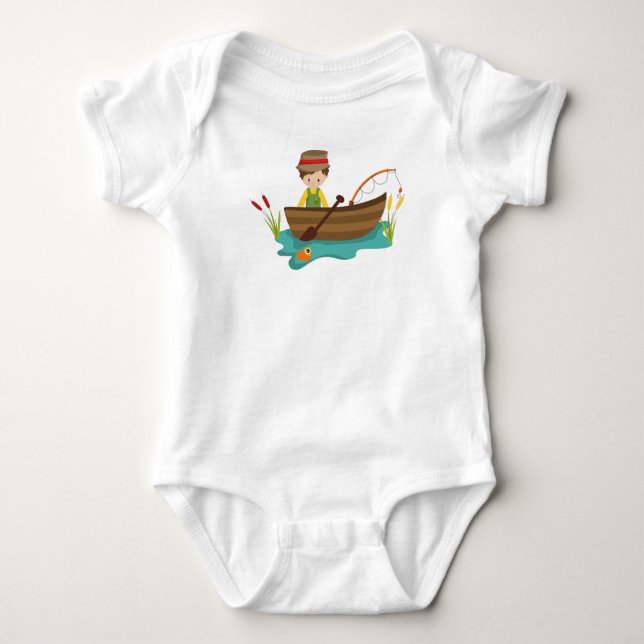 Fishing Boy, Fishing Rod, Fisherman, Brown Hair T Shirt (Framsida)