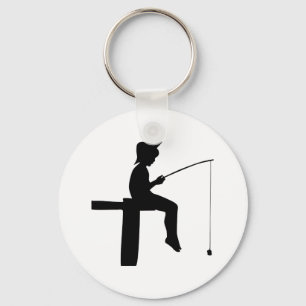 Fishing Boy Silhouette Nyckelring