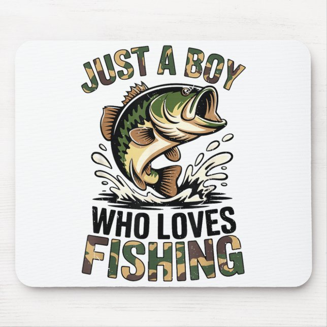 Fishing Camo B Fish Youth Just A Boy Who Loves Fis Musmatta (Framsidan)