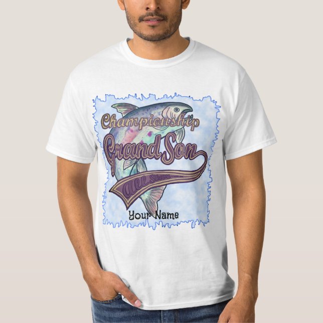 Fishing Champion Grandson  T Shirt (Framsida)
