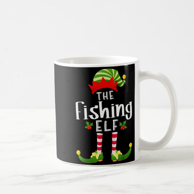 Fishing Christmas Elf Matching Pajama X-mas Party  Kaffemugg (Höger)
