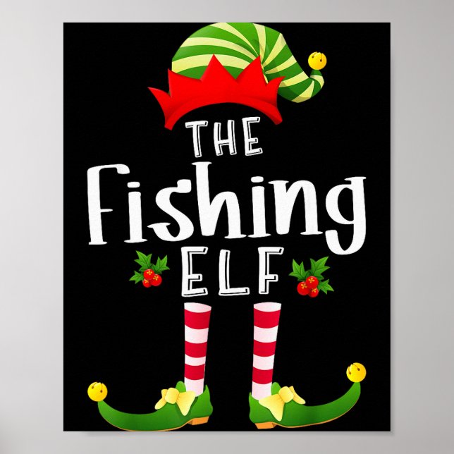 Fishing Christmas Elf Matching Pajama X-mas Party  Poster (Framsidan)