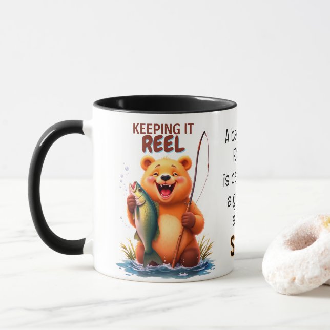 Fishing Dad Bear Catch Fish  Mugg (Med munk)