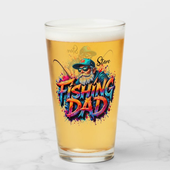 Fishing Dad Fish Graffiti Glass Glaskopp (Framsida fylld)