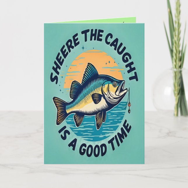 Fishing for Happiness, Folded Greeting Card Kort (Framsida)