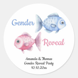Fishing Gender Reveal Runt Klistermärke