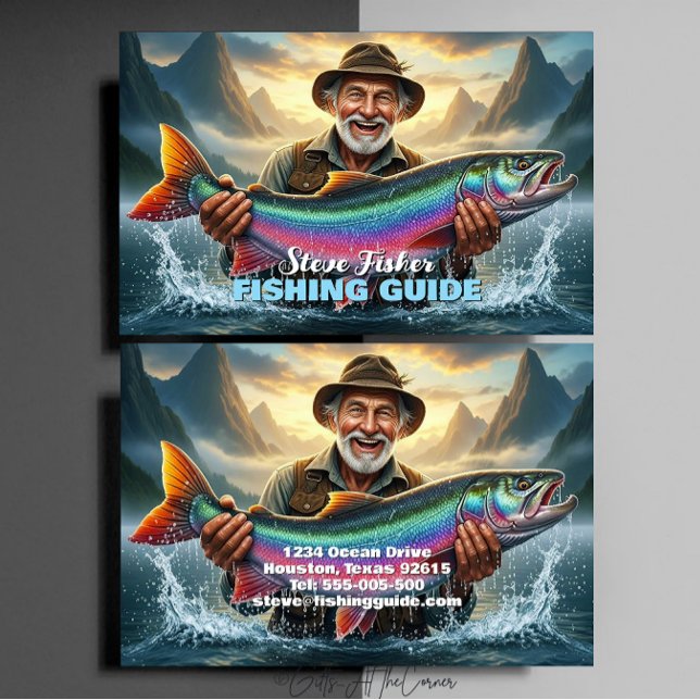 Fishing Guide Fisherman Fish Lake Ocean Visitkort (Skapare uppladdad)