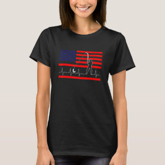 Fishing Heartbeat Amerikanskt fiske 4 juli patriot T Shirt