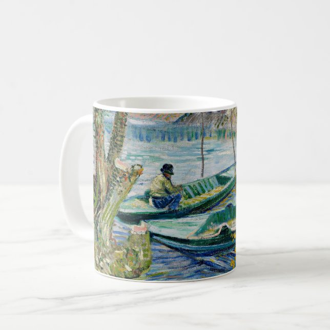 Fishing in Spring by Vincent van Gogh Kaffemugg (Framsida vänster)