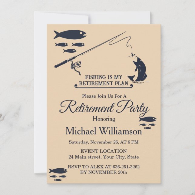Fishing is my Retirement plan Retired party Inbjudningar (Framsida)