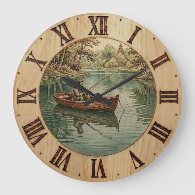 Fishing Lake- Wall Clock  Stor Klocka (Framsida)