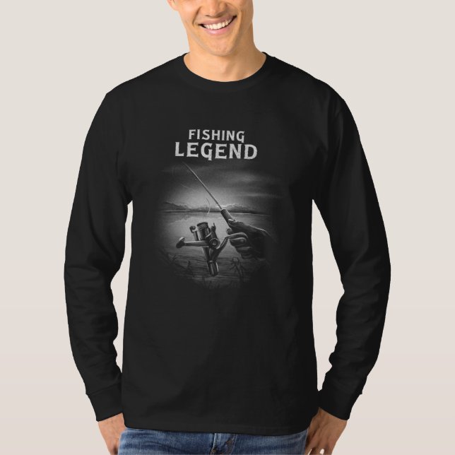 Fishing Legend Fishing Monochrome Reel Fishermen T Shirt (Framsida)
