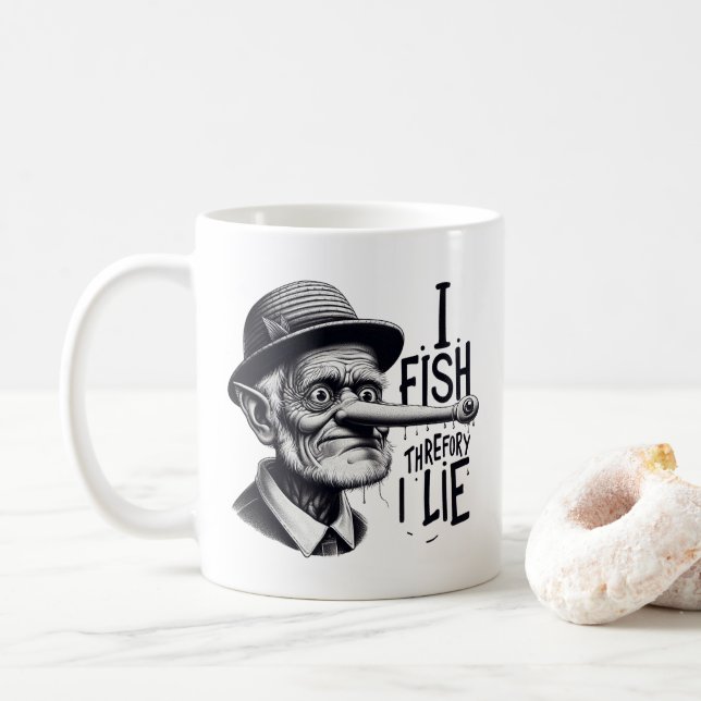 Fishing Lie Joke Mug Kaffemugg (Med munk)