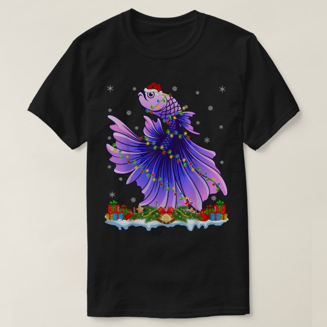 Fishing Lover Family Matching Santa Betta Fish Chr T Shirt (Design framsida)