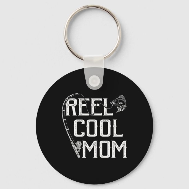 Fishing Lover Gift Reel Cool Mom Fisher Price Lovi Nyckelring (Framsida)