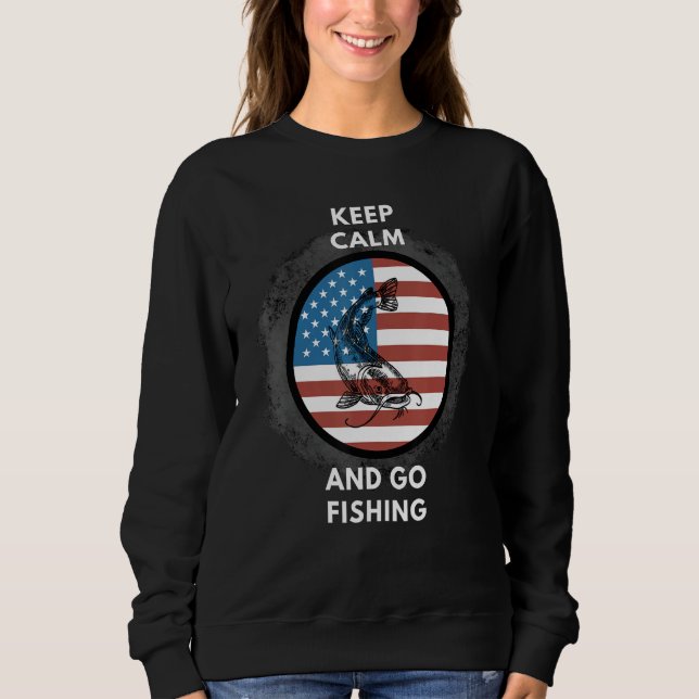 Fishing Patriotic American flag T Shirt (Framsida)