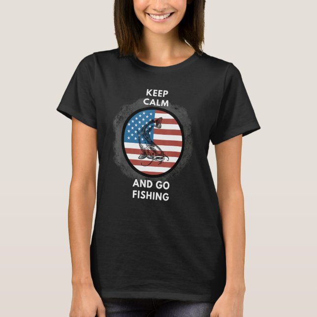 Fishing Patriotic American flag T Shirt (Framsida)