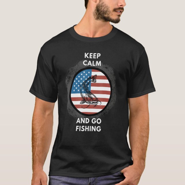 Fishing Patriotic American flag T Shirt (Framsida)