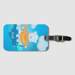 Fishing Polar Bear Kid Luggage Tag Bagagebricka