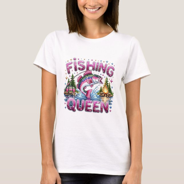 Fishing Queen Dam T-Shirt  (Framsida)