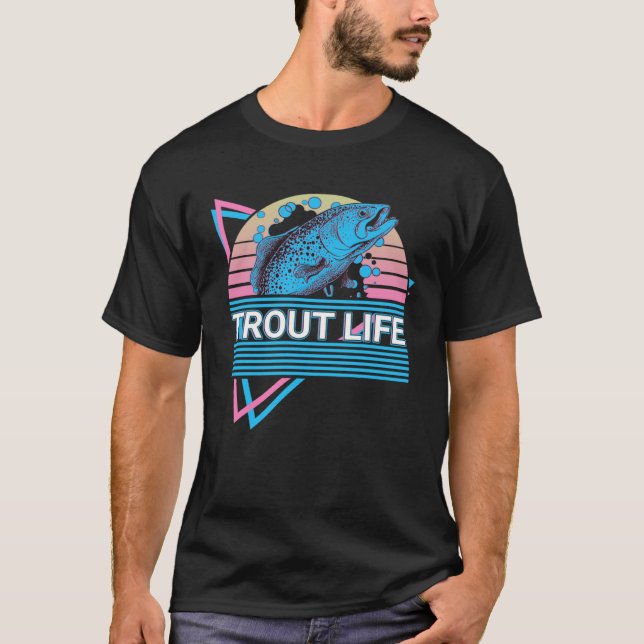 Fishing Retro Trout Life T Shirt (Framsida)