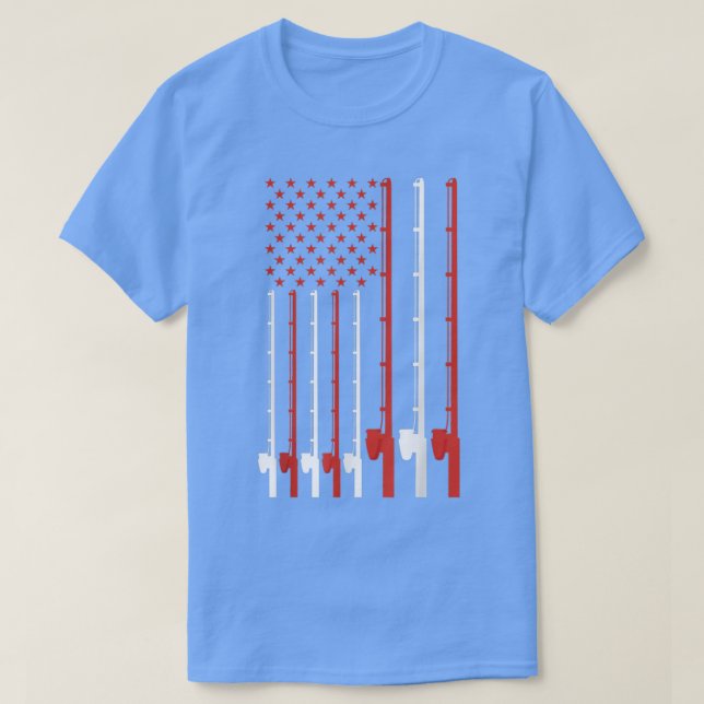 Fishing Rod American Flag 918  T Shirt (Design framsida)